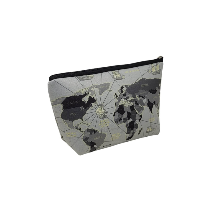 CARTUCHERA SIMPLE SIMIL NEOPREN / NECESER - MAPA GRIS